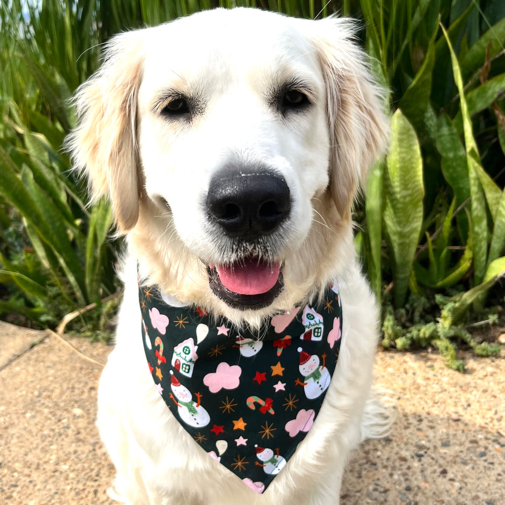 Xmas Dog Bandana, SNOWMEN & GINGERBREAD HOUSES