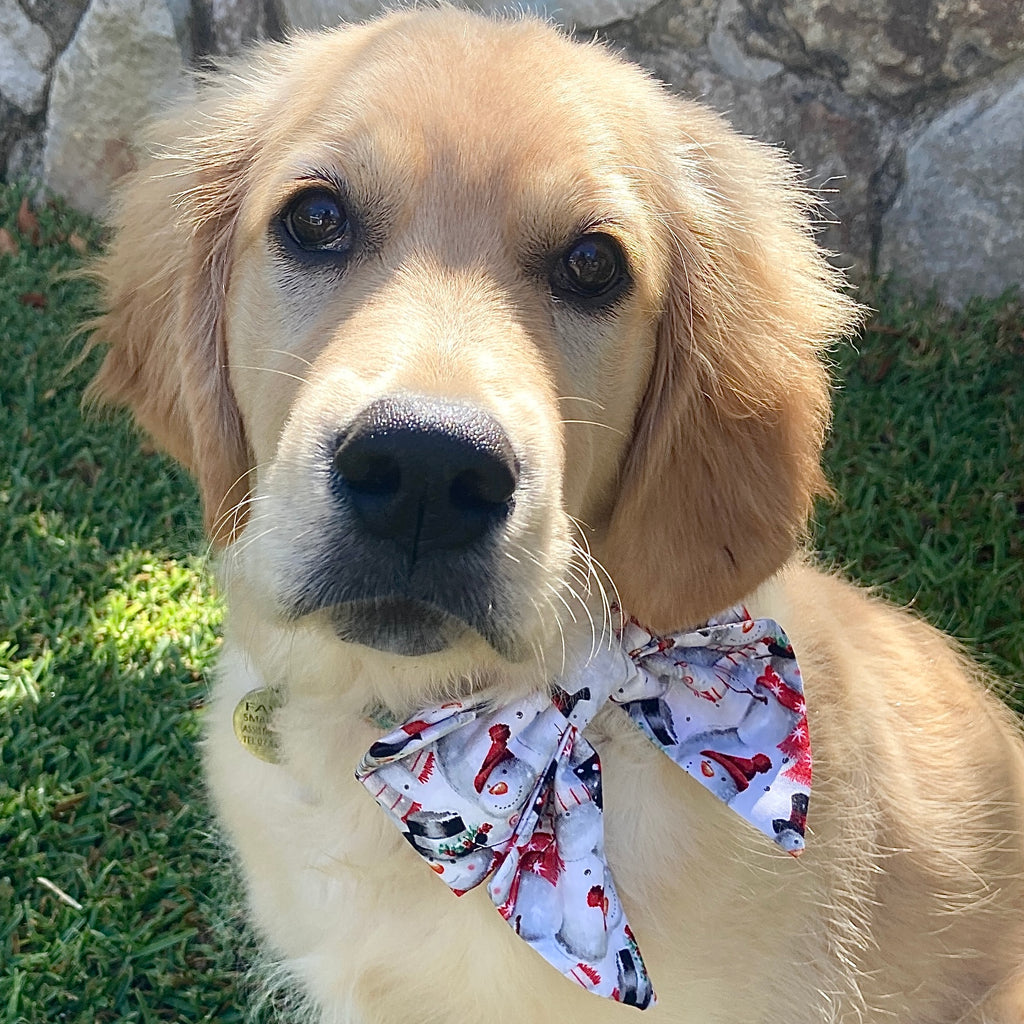 Xmas Dog Sailor Bow - "SNOWMEN"