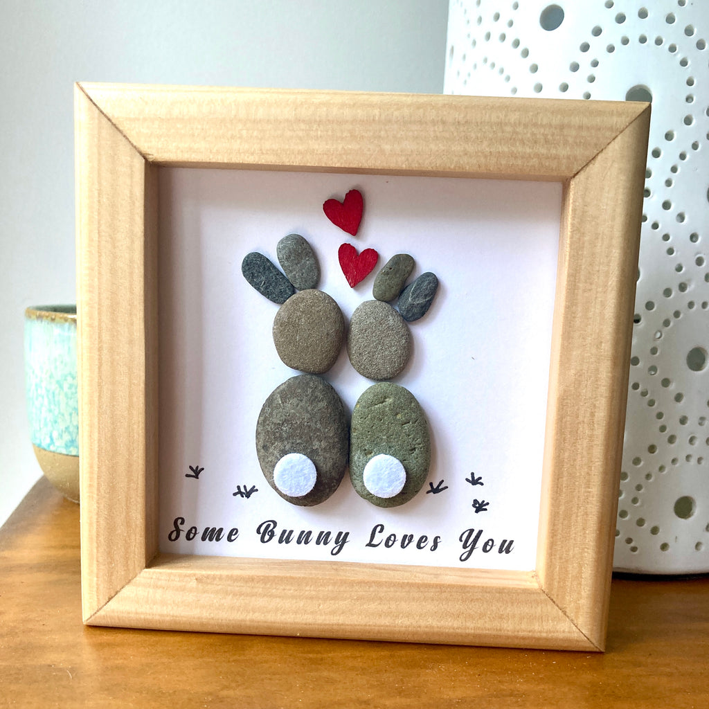 Mini Framed Canvas Pebble Art, Some Bunny Loves You