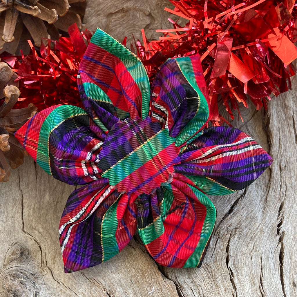 Christmas Tartan Collar Flower