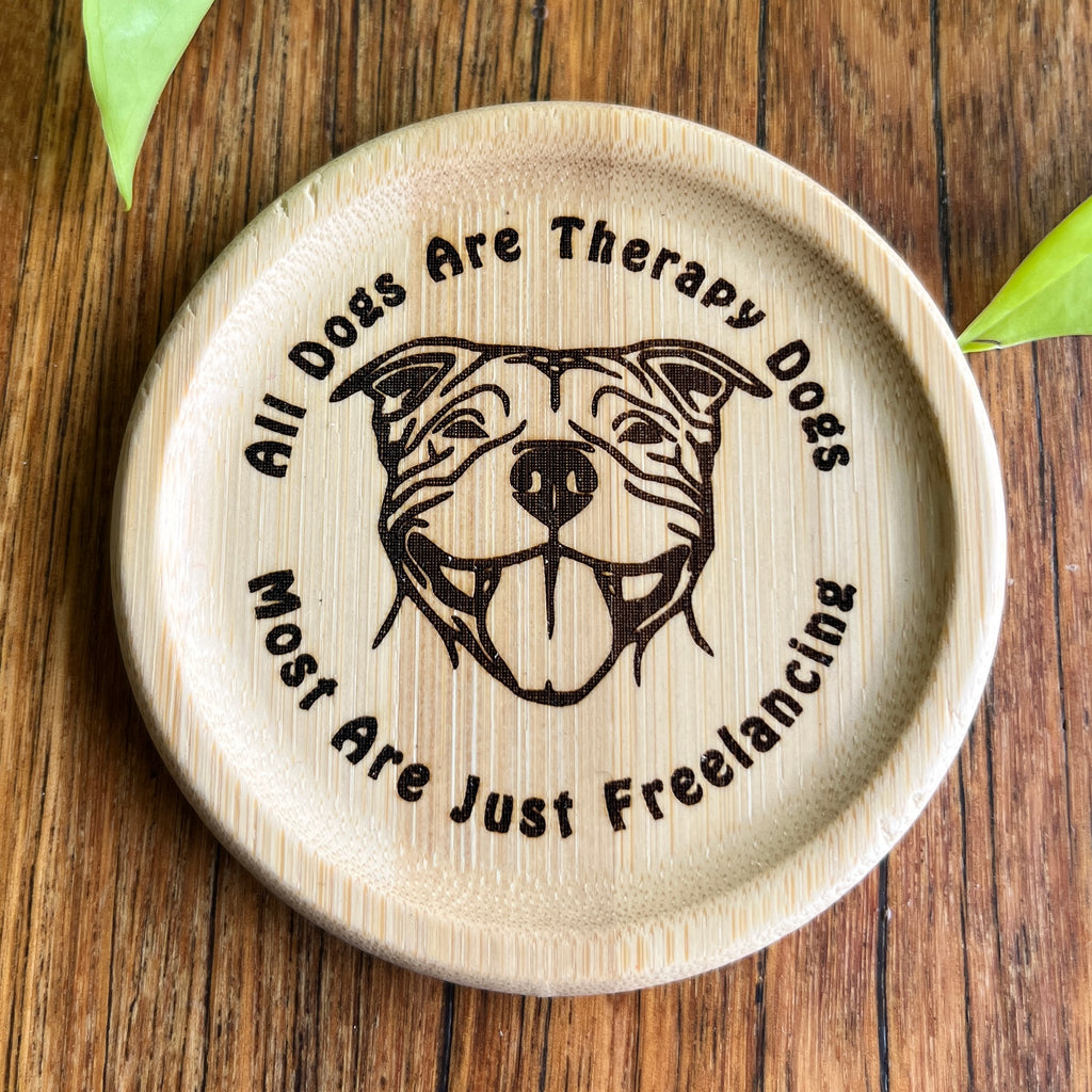 All Dogs are Therapy Dogs Breed Specific Bamboo Coaster Set of 2