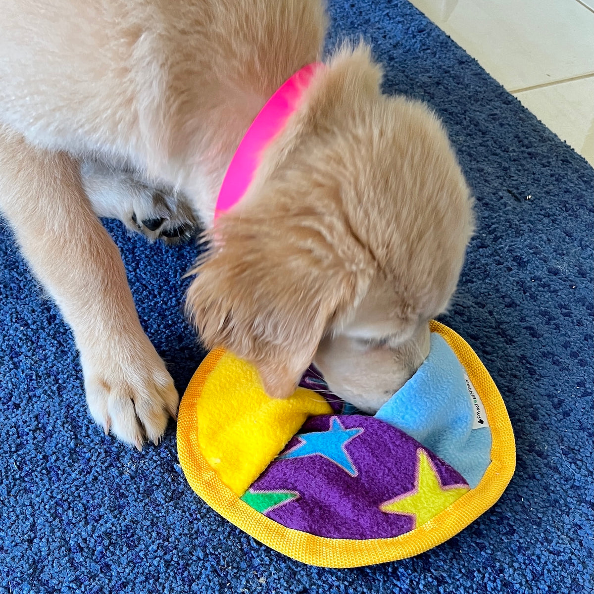 Indoor Pocketed Fleece Treat Snuffle Disc, Dog Enrichment Puzzle ...