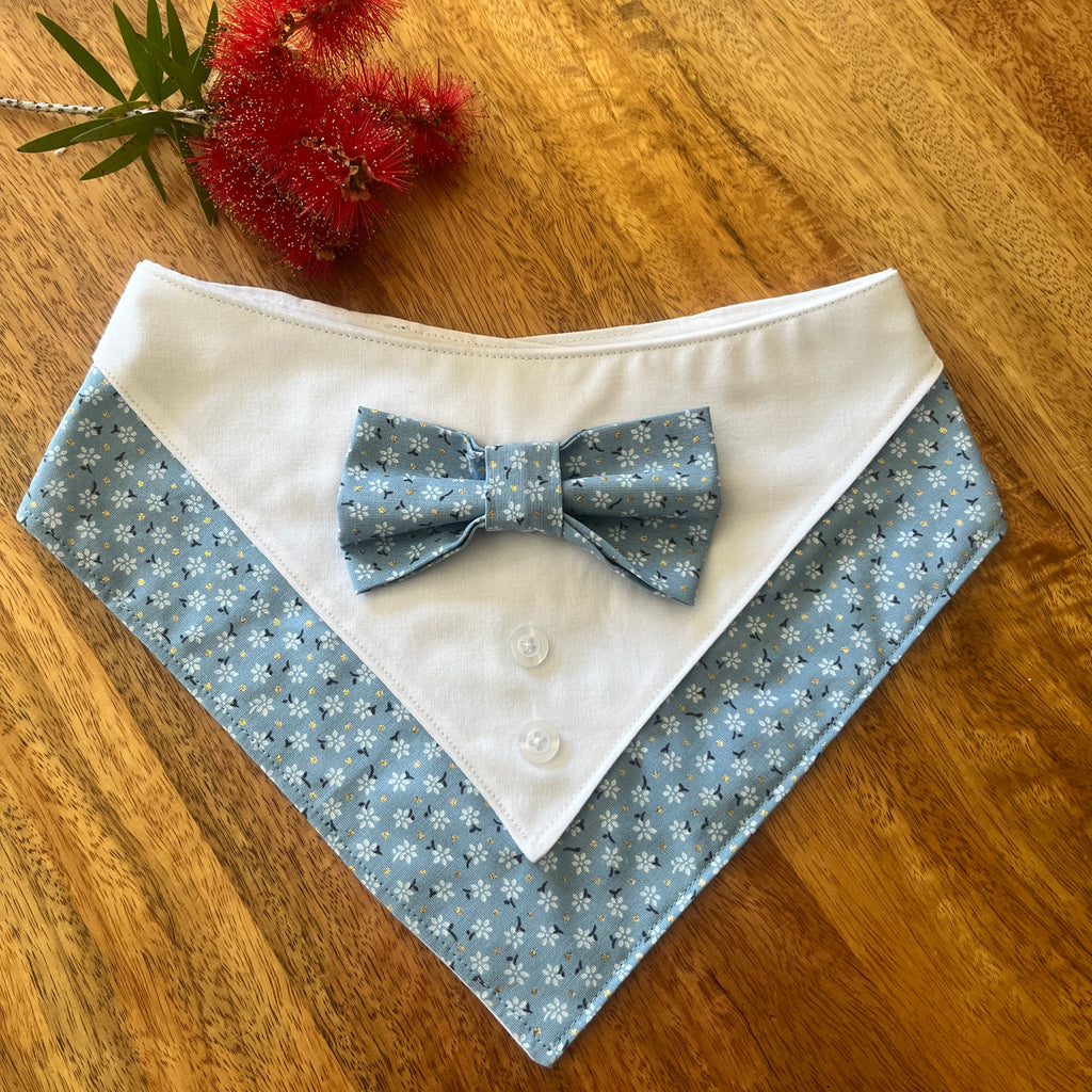 Tuxedo Dog Bandana - Sky Flowers