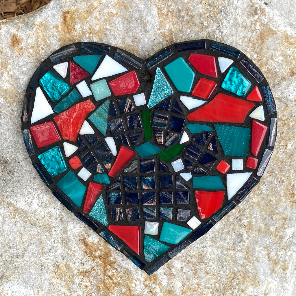 Shades of Christmas Paw Print Mosaic Heart