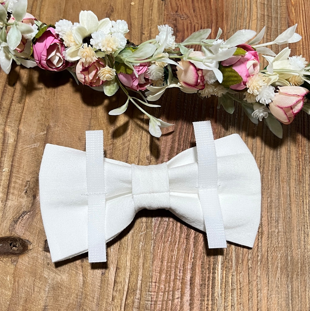 White Linen Bow Tie or Sailor Bow