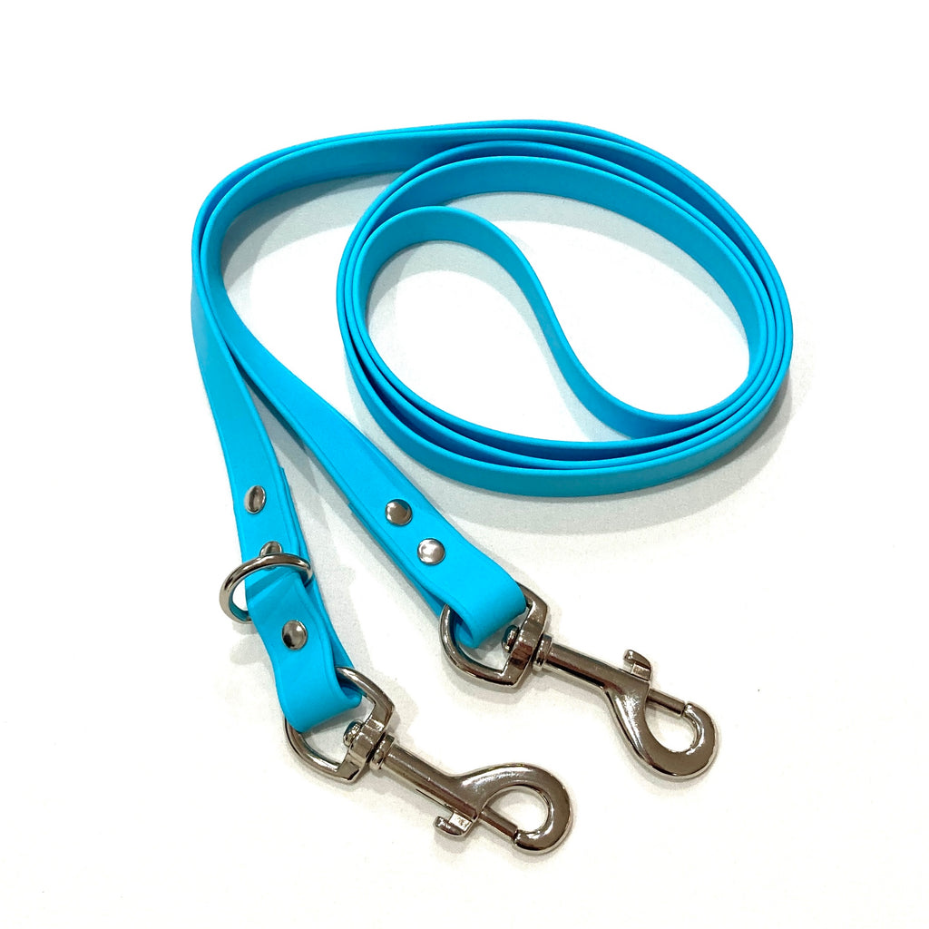 Double Ended 19mm 3/4" wide BioThaneTM Waterproof, Stinkproof, Wipe Clean Tethering Dog Lead/Leash