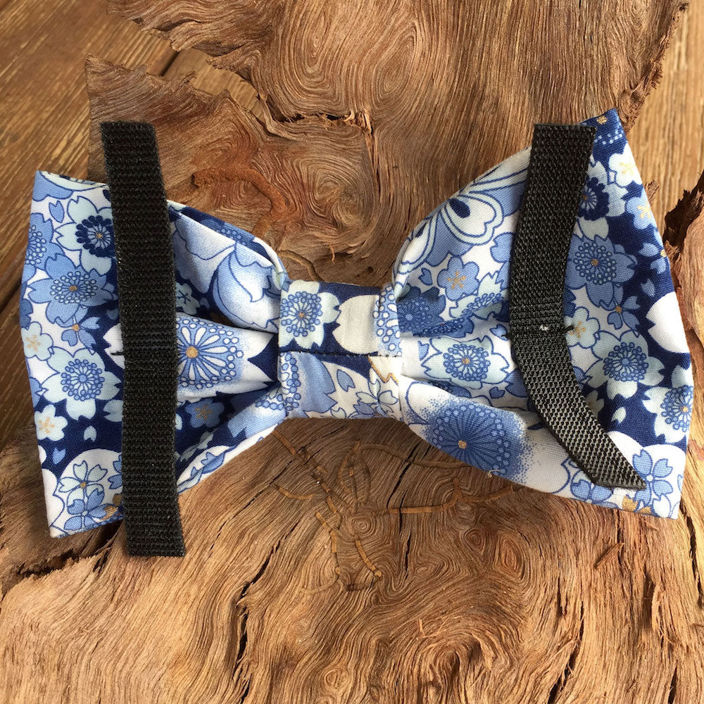 Handmade Dog Bow Tie, "Blue Floral"