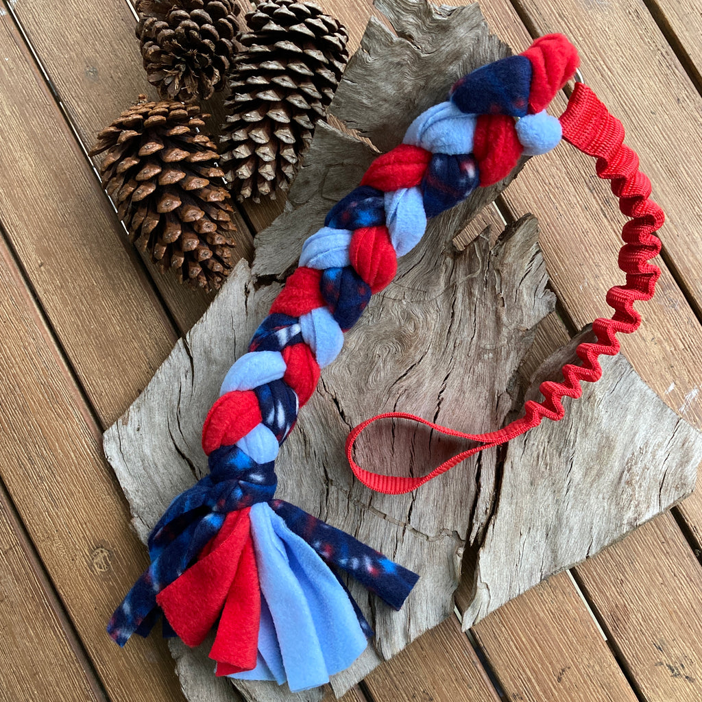 Plaited Bungee Fleece Tug Toy, Puppy Enrichment Game
