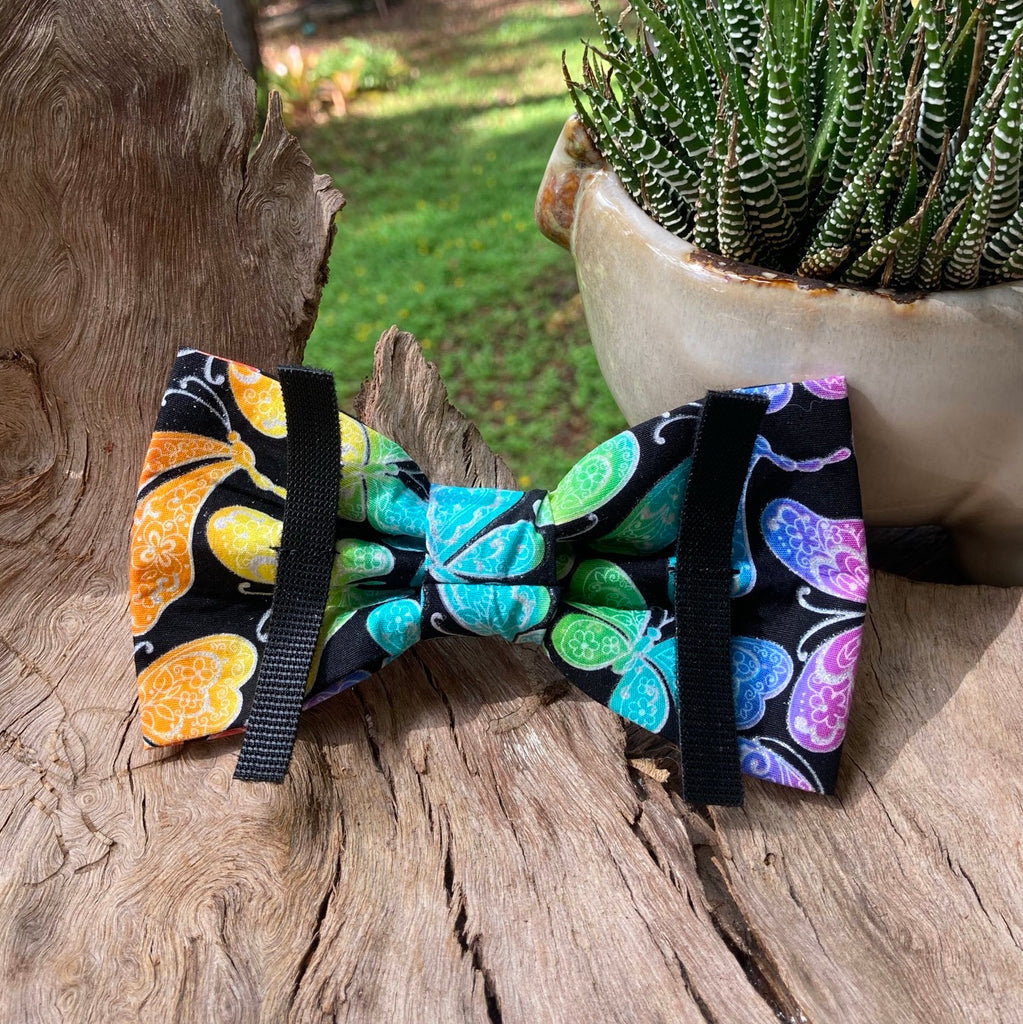 Handmade Dog Tie On Bandana, Bow Tie or Gift Set - GLITTER BUTTERFLIES