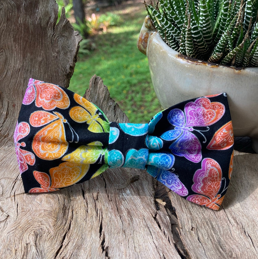 Handmade Dog Tie On Bandana, Bow Tie or Gift Set - GLITTER BUTTERFLIES