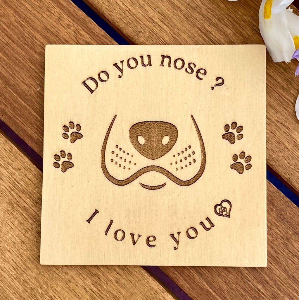 Set of 4 Mixed Designs Humorous Wooden Dog Themed Coasters - 4 Different Designs & Sayings, Dog Lover Gift