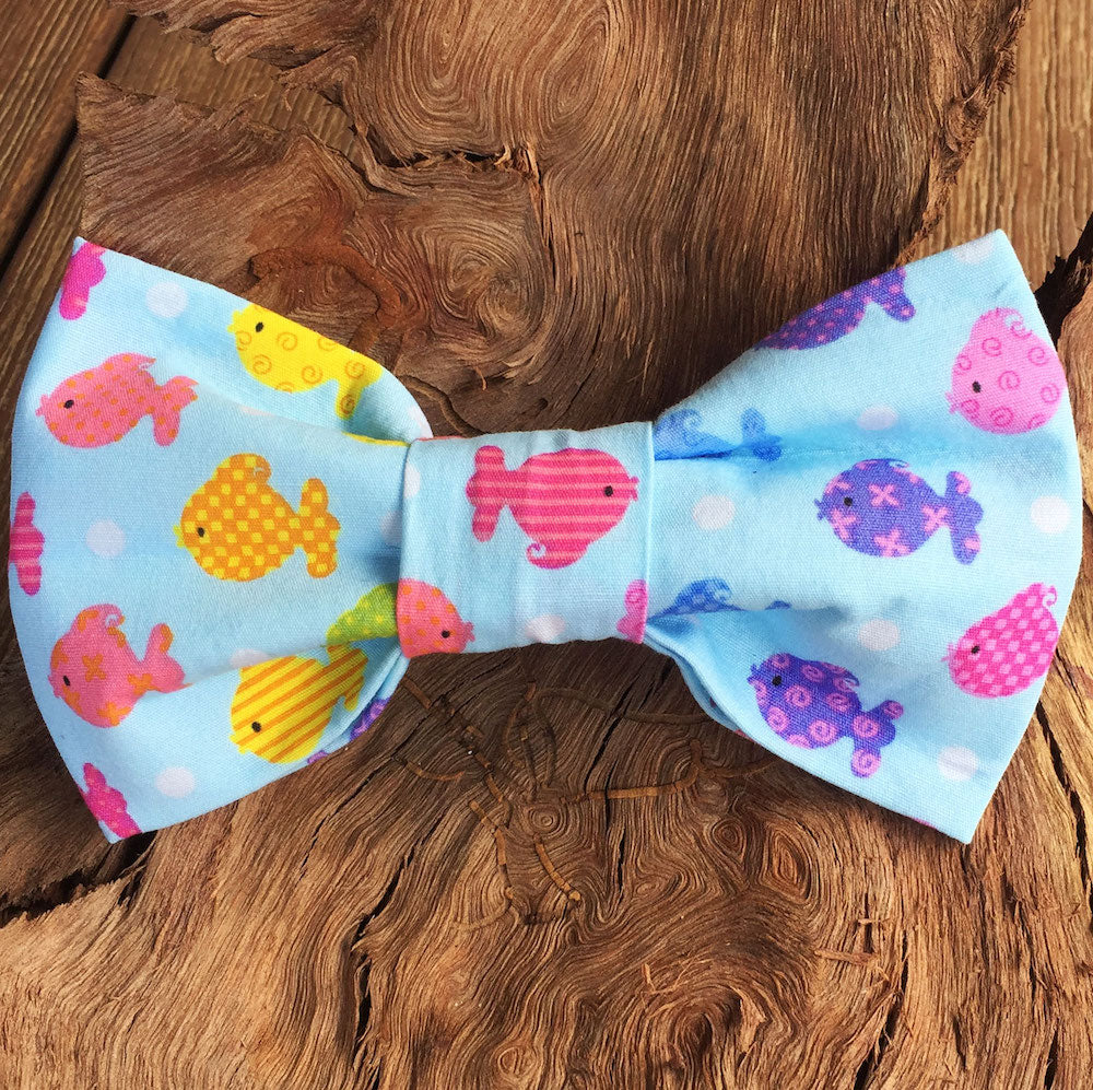 Handmade Dog Bow Tie, "Little Fishes"