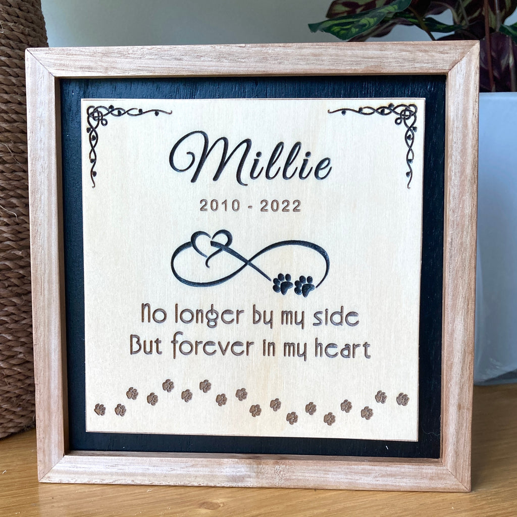 Personalised Wooden Pet Memorial - No Longer By My Side . .