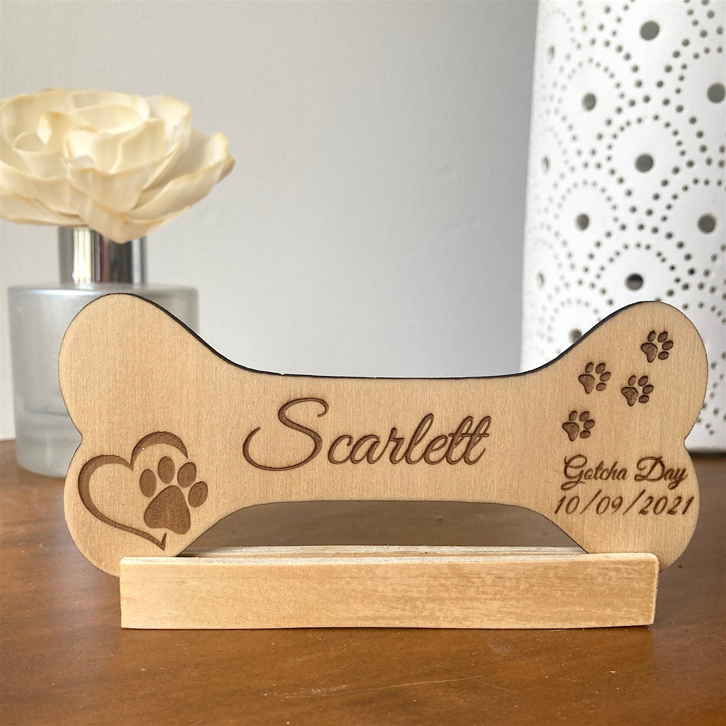 Wooden Personalised "Gotcha Day" Celebration Bone