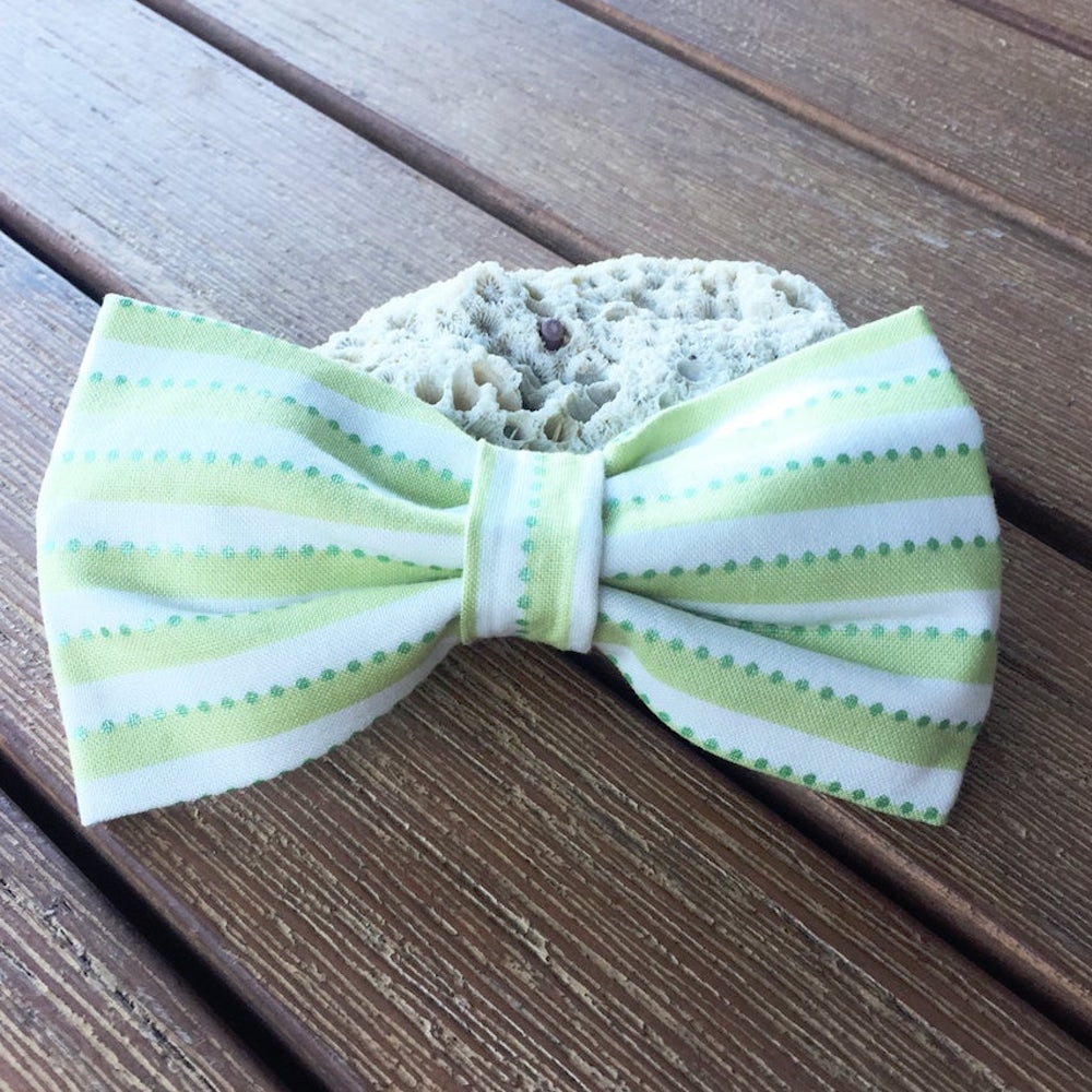 Handmade Dog Bow Tie, "Pale Green Stripe"