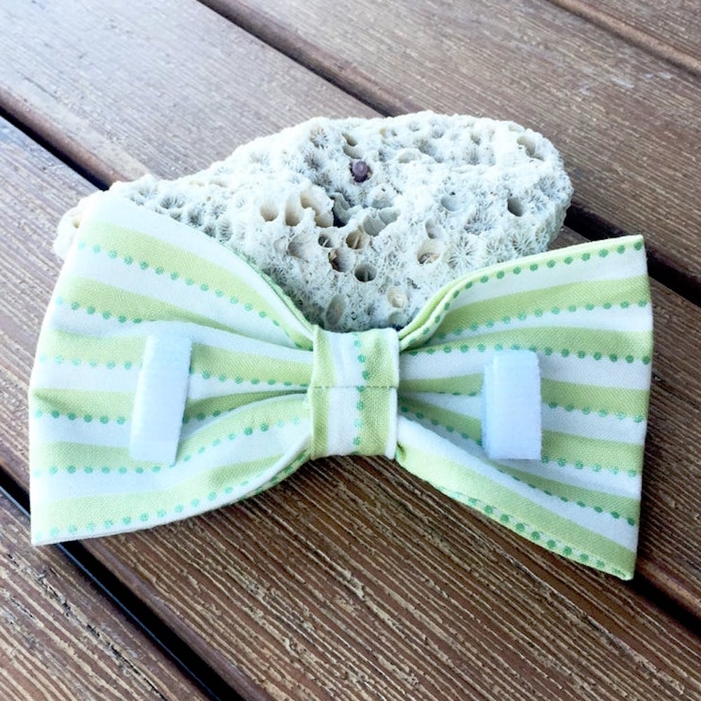 Handmade Dog Bow Tie, "Pale Green Stripe"