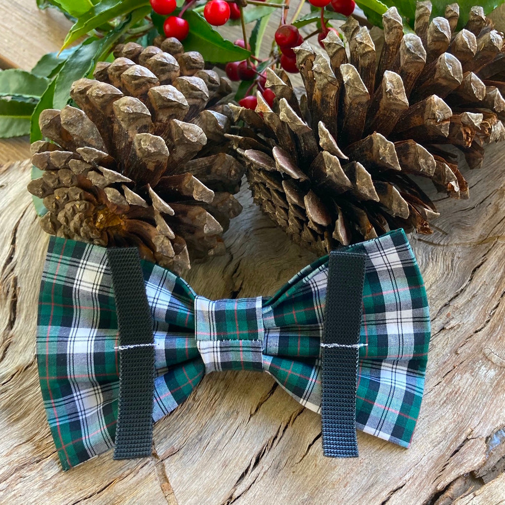 Xmas Dog Bow Tie, "Green Tartan"