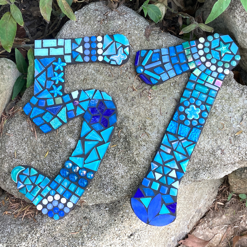 Custom Made Large Individual Cut Out Mosaic House Number(s)