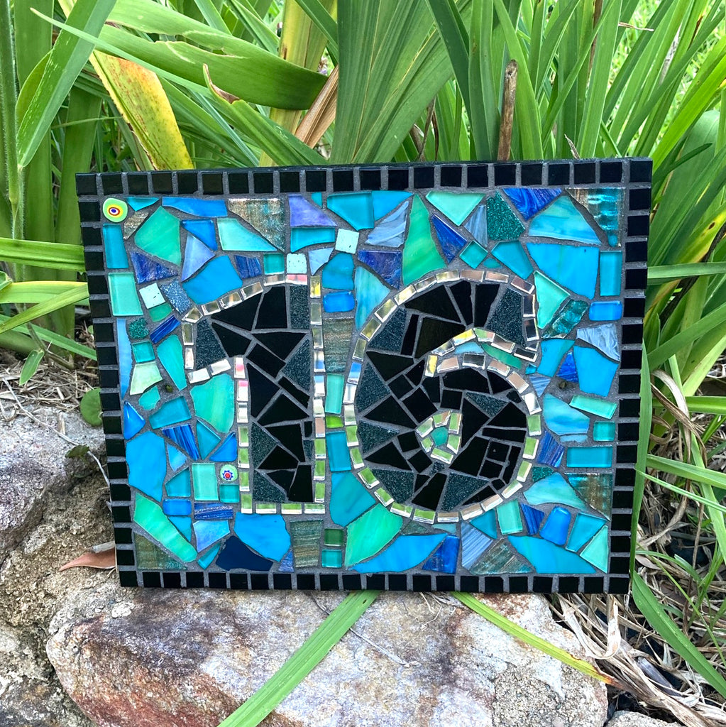 Custom Made Mosaic House Number,  2 Digits - 25 x 20cm RECTANGLE