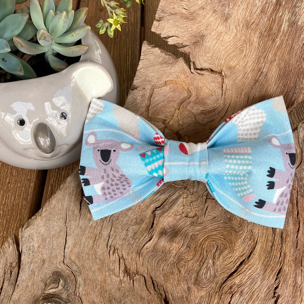 Xmas Dog Bow Tie, "KOALAS & STOCKINGS"