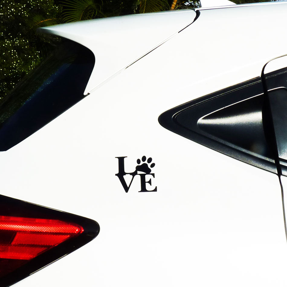 LOVE with Paw Print Car Sticker for Dog Lovers - Black