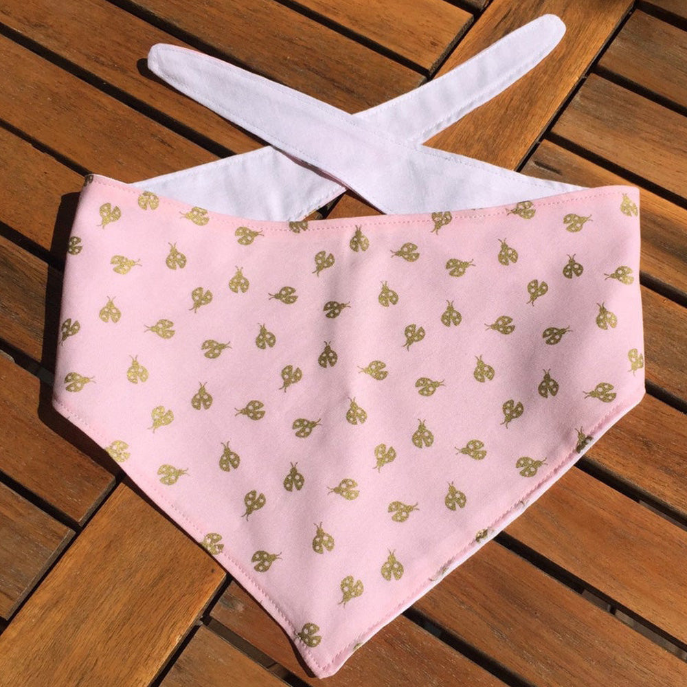Handmade Dog Tie On Bandana, Pink "LadyBugs"