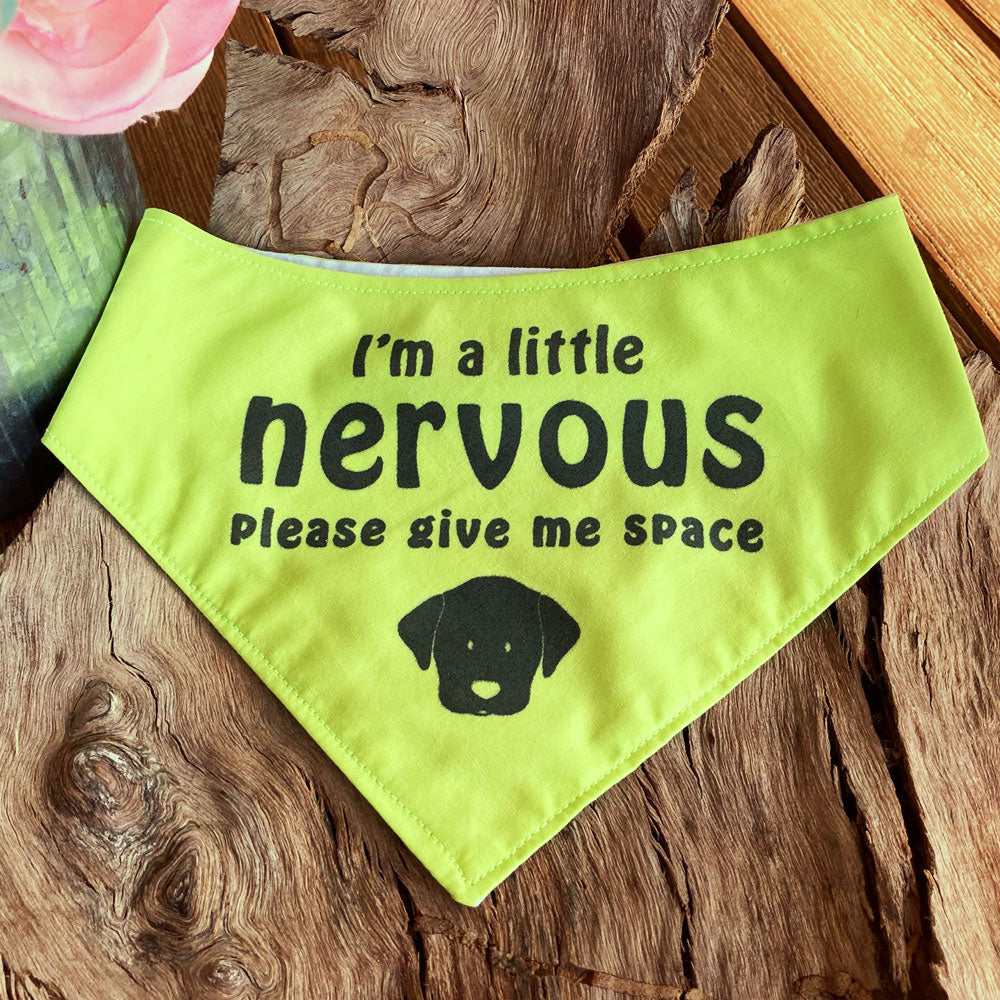 "NERVOUS DOG Please Give Me Space" - Bright Lime Bandana