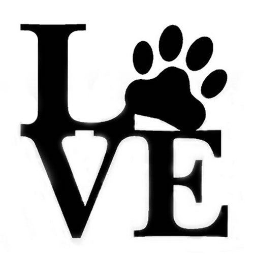 LOVE with Paw Print Car Sticker for Dog Lovers - Black