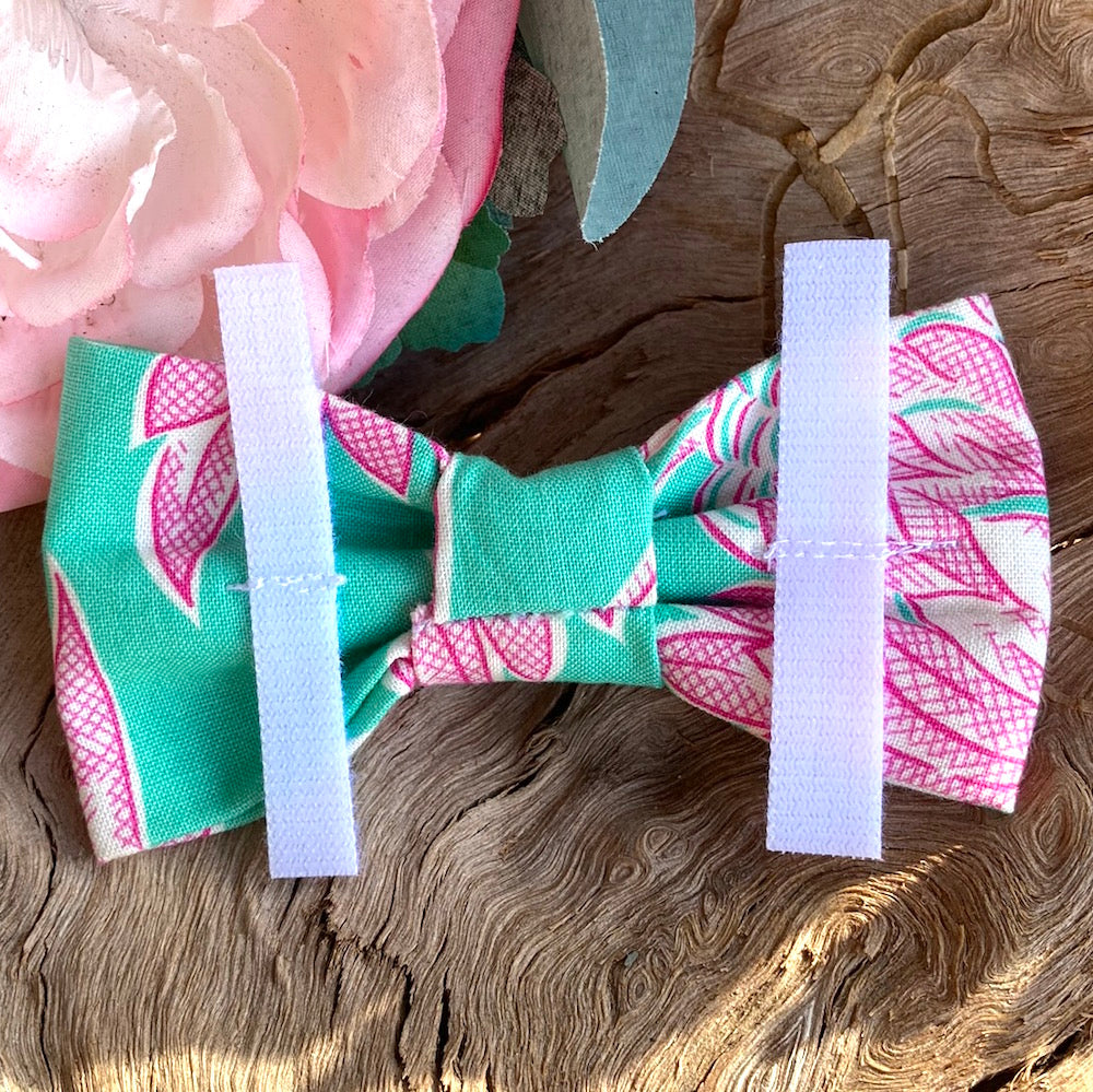Handmade Dog Bow Tie, "Mint Green Flowers"