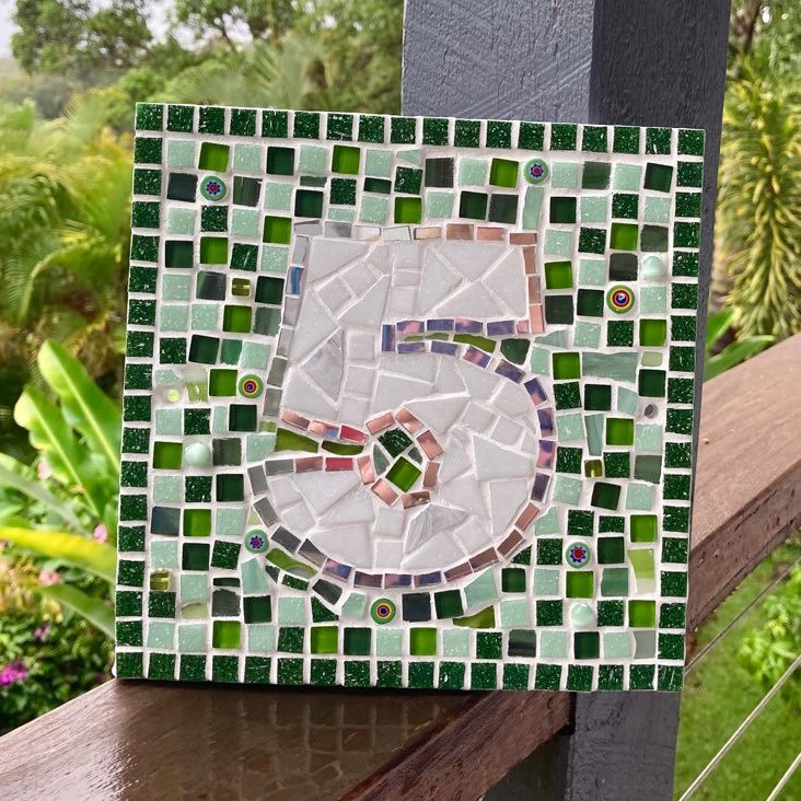 Custom Made Mosaic House Number, 1 or 2 Digits - 20cm SQUARE