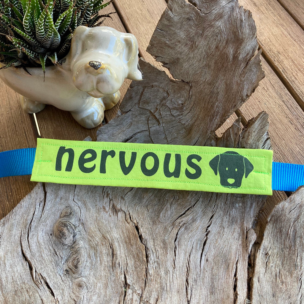 "NERVOUS DOG Lead/Collar Strap" - Bright Lime