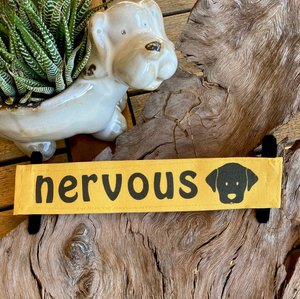 "NERVOUS DOG Lead/Collar Strap" - Plain Yellow