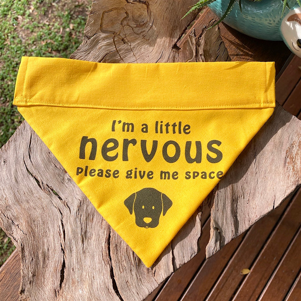 Over the Collar Bandana "NERVOUS DOG Please Give Me Space"