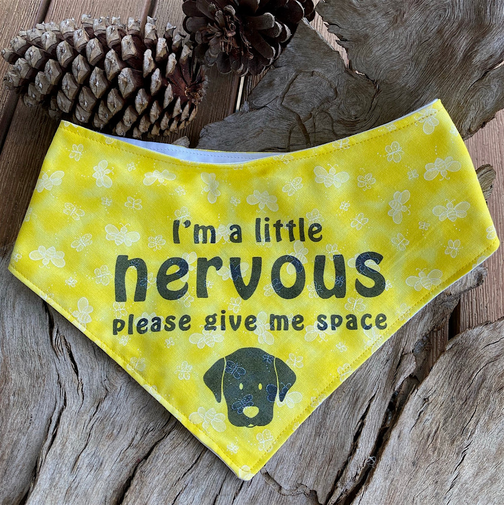 "NERVOUS DOG Please Give Me Space" - Yellow Bees Bandana