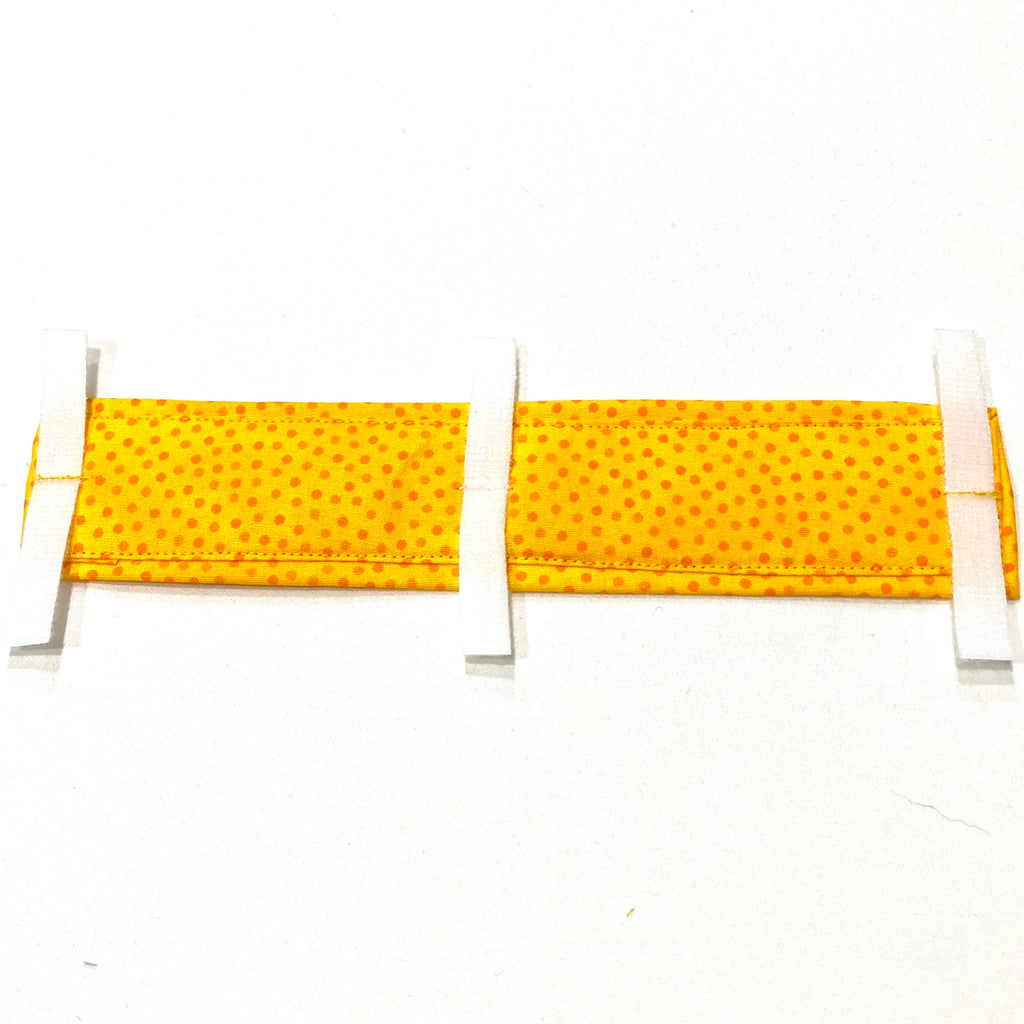 "NERVOUS DOG Lead/Collar Strap" - Yellow/Orange Dotty