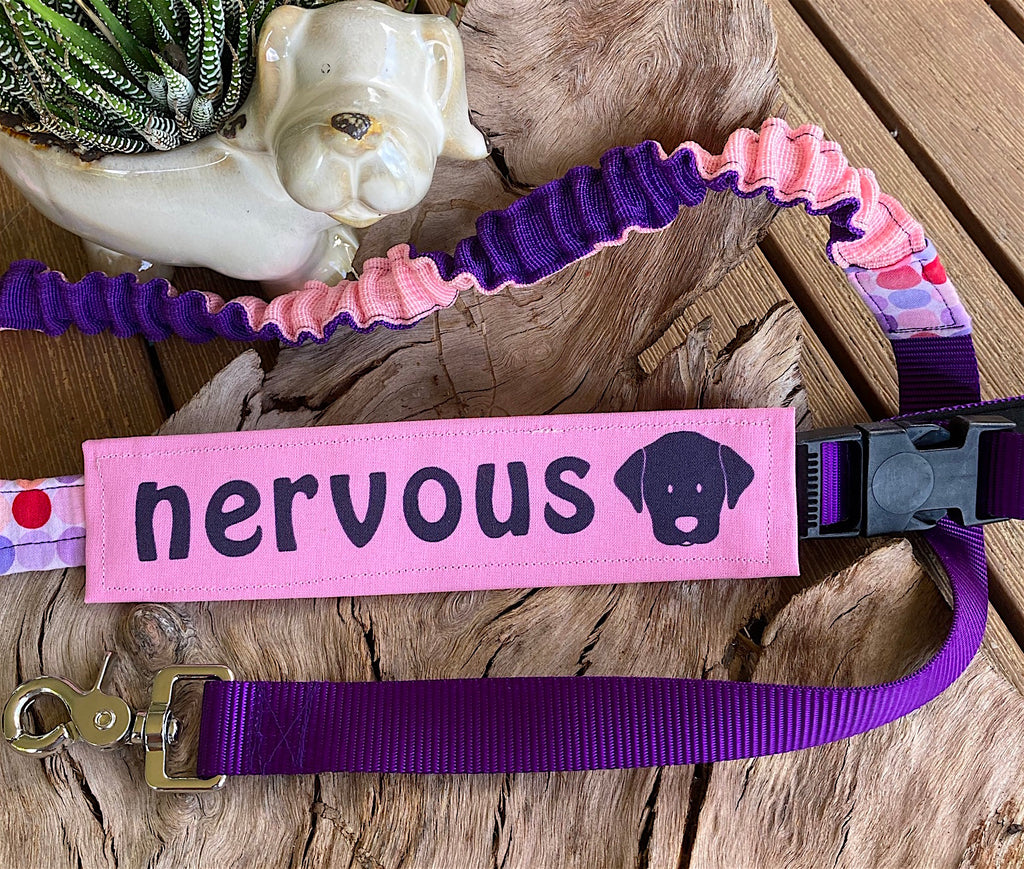 "NERVOUS DOG Bandana and Lead/Collar Strap Set" - Bright Pink