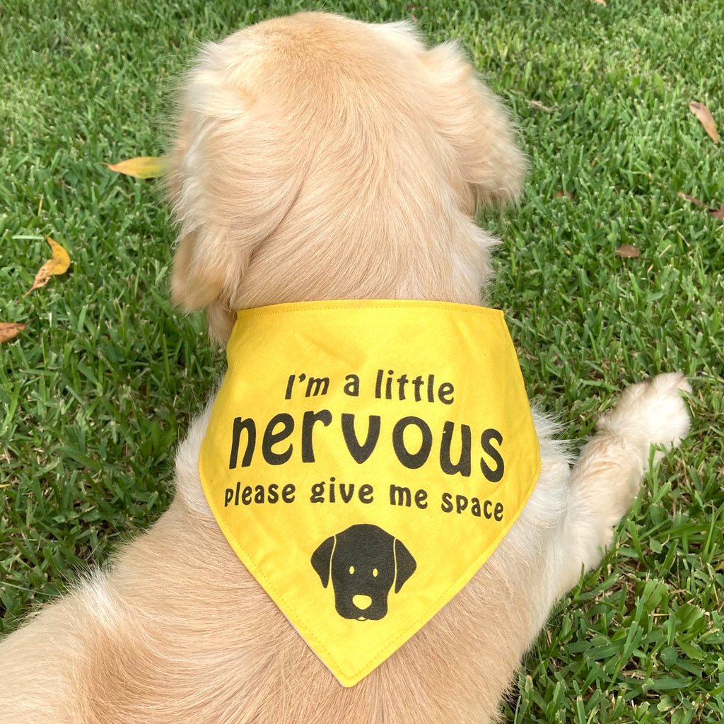 "NERVOUS DOG Please Give Me Space" - Plain Yellow Bandana