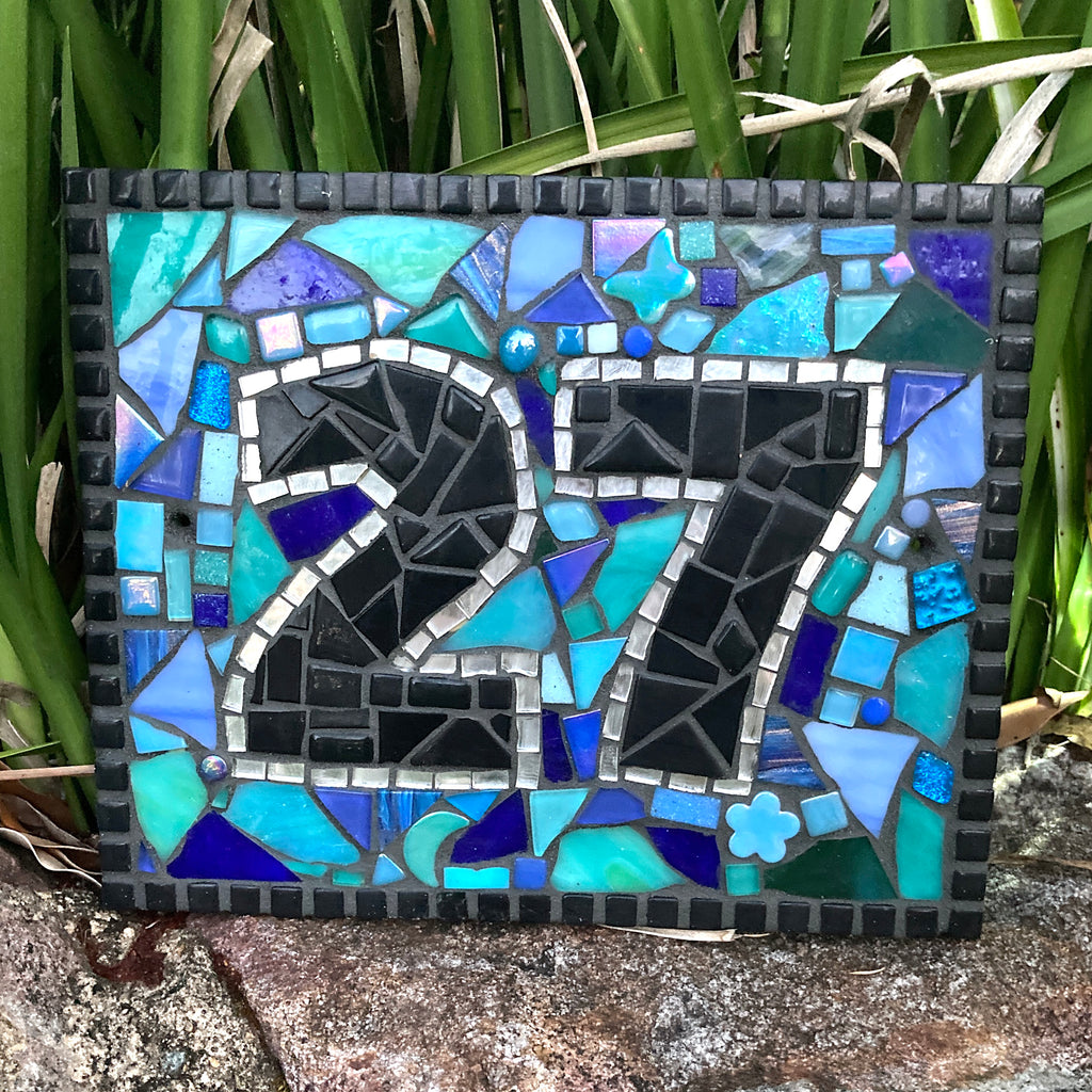 Custom Made Mosaic House Number,  2 Digits - 25 x 20cm RECTANGLE