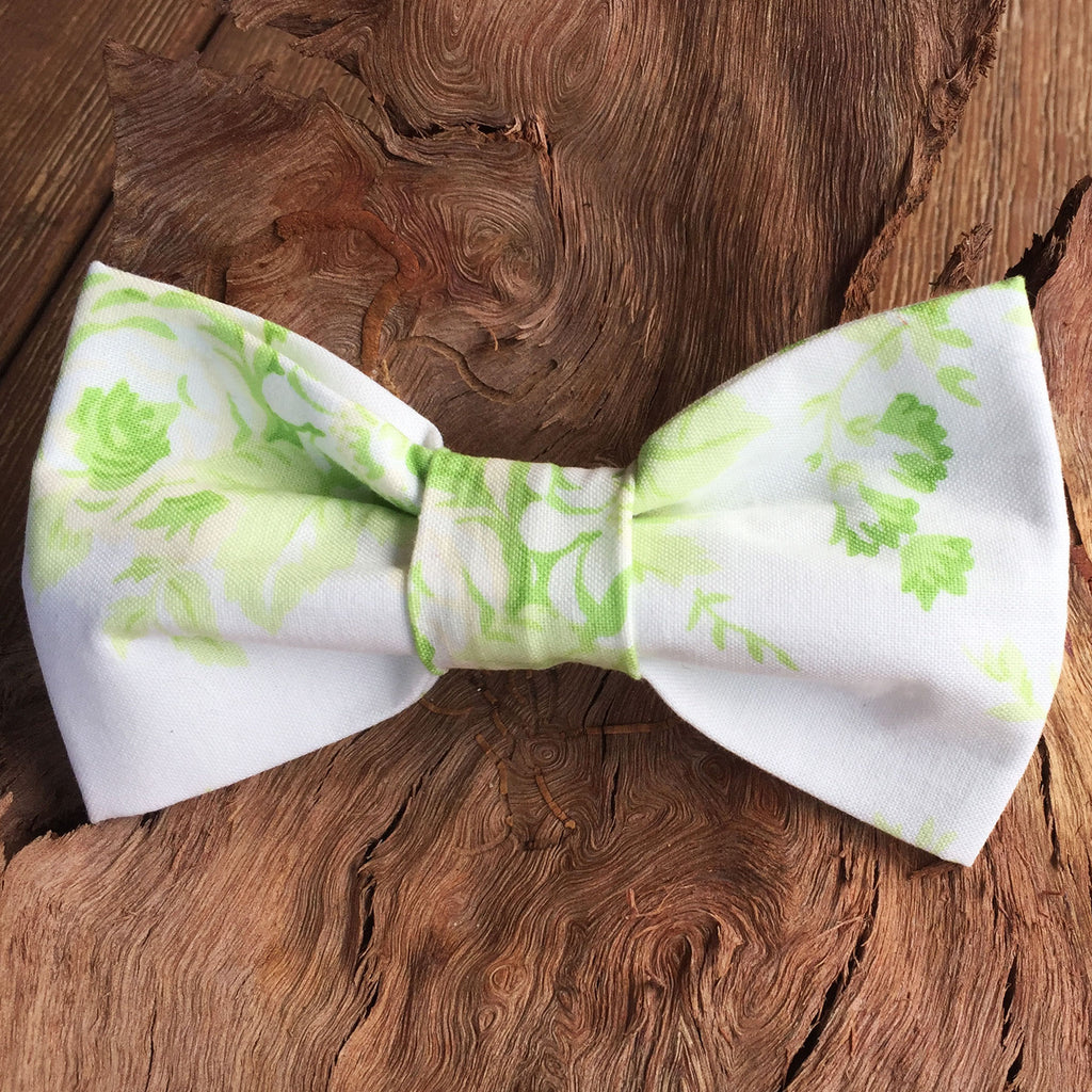 Handmade Dog Bow Tie, "Pale Green Tea Rose"