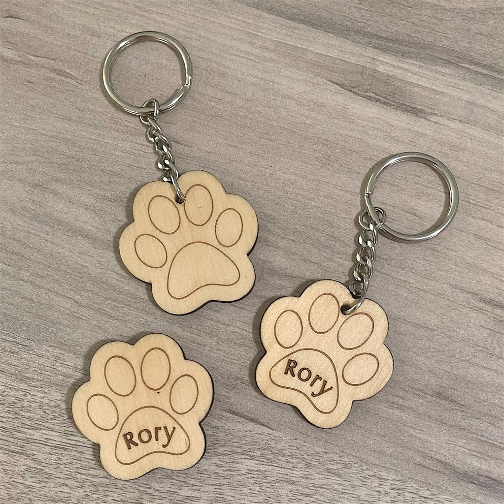 Wooden Paw Key Chain or Fridge Magnet - Dog Lovers Gift