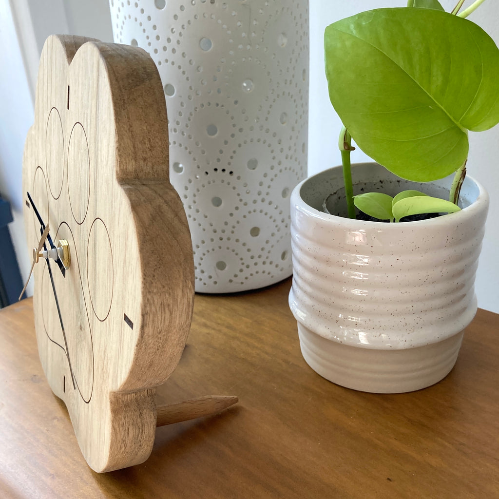 18cm x 18cm Wooden PawPrint Clock, Handmade