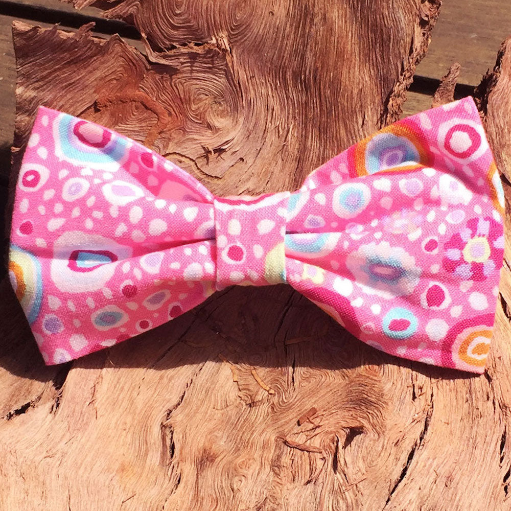 Handmade Dog Bow Tie, "Pink Abstract"