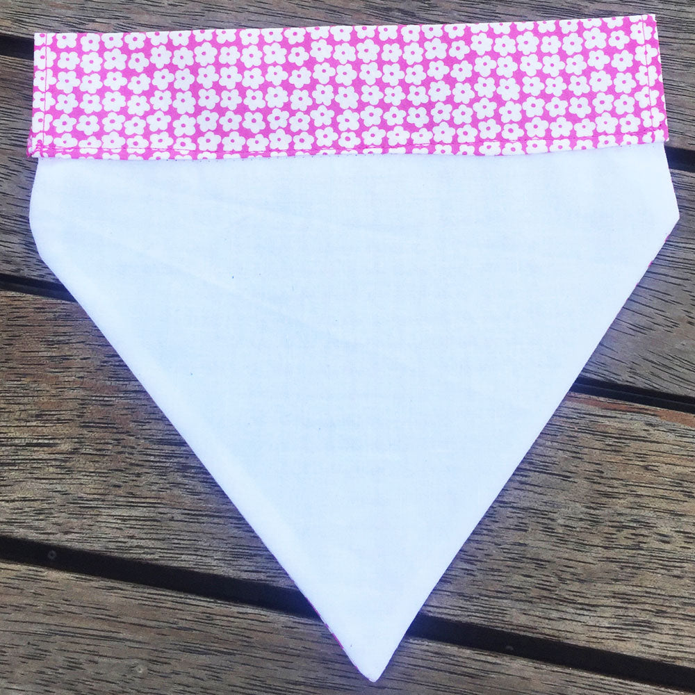 Over the Collar Handmade Dog Bandana - Pink/White Flowers