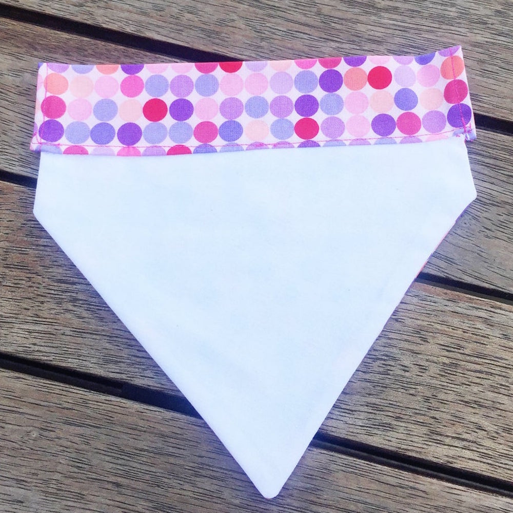 Over the Collar Handmade Dog Bandana - Pink Purple Dotty