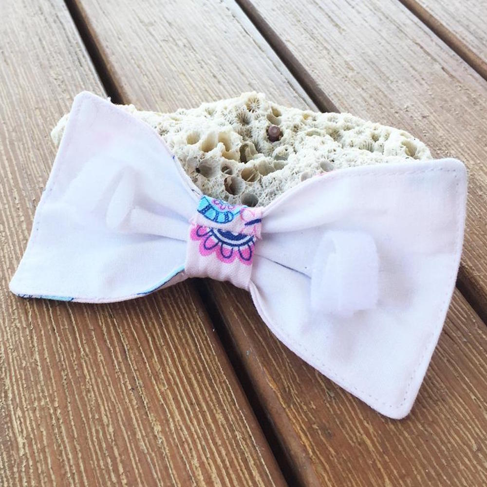 Handmade Dog Bow Tie, "Pale Pink Elephants"