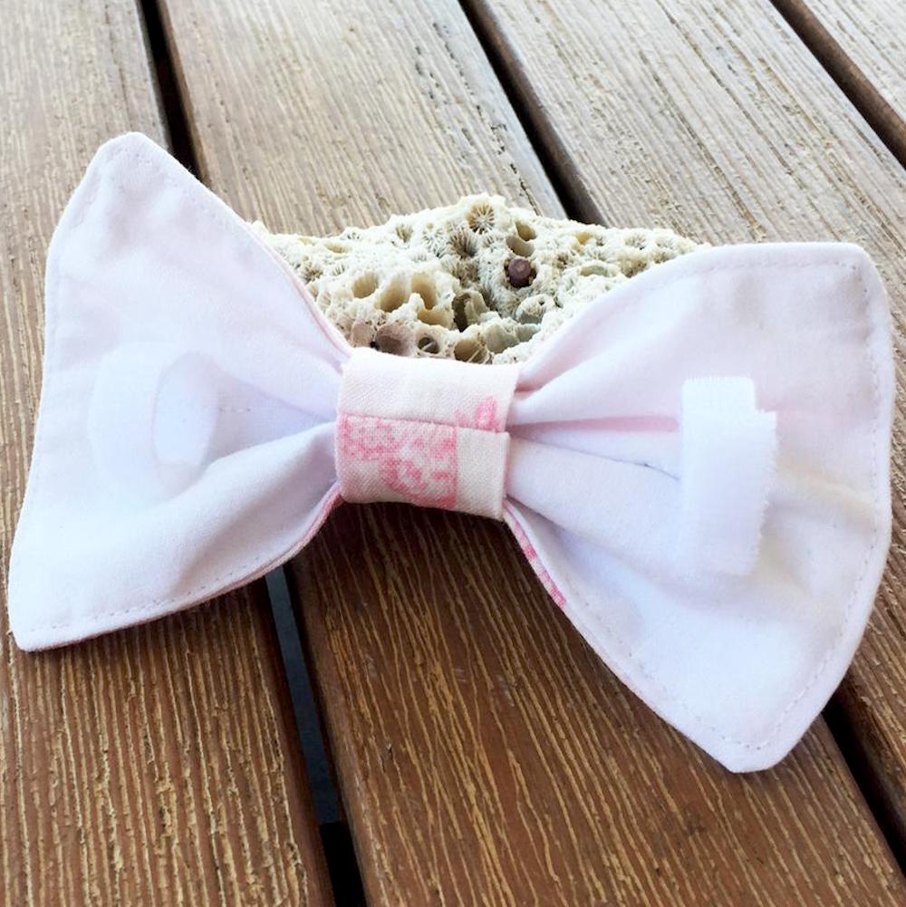 Handmade Dog Bow Tie, "Pale Pink Wildflowers"