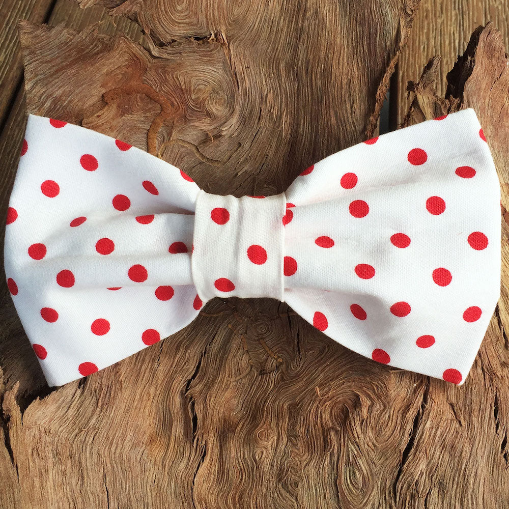 Handmade Dog Bow Tie, "Red Polka Dot"