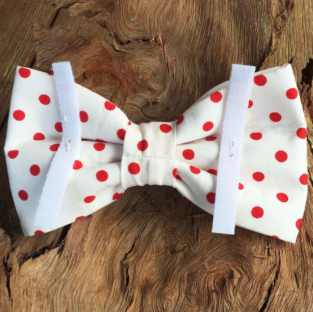 Handmade Dog Bow Tie, "Red Polka Dot"
