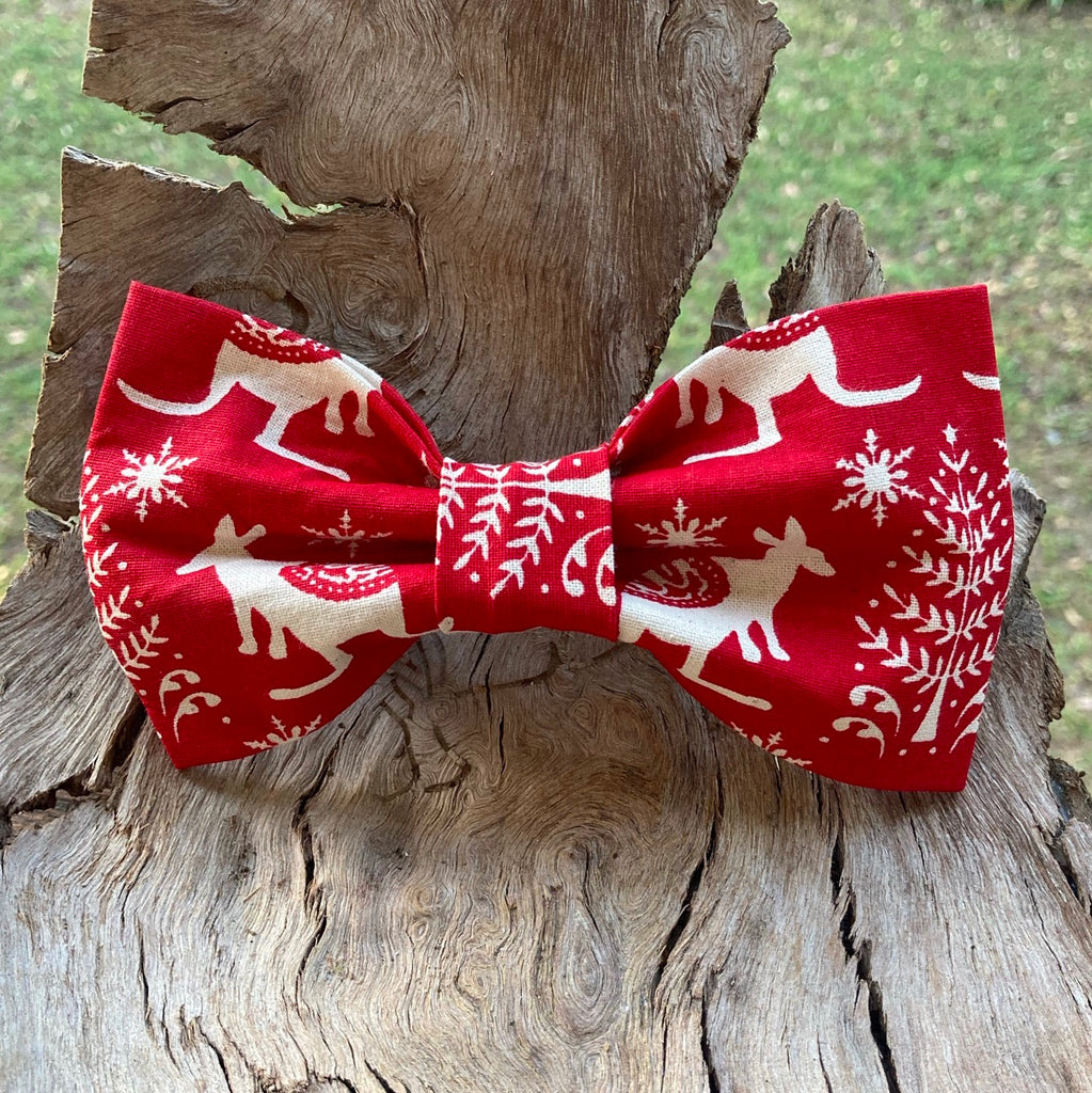 Xmas Dog Bow Tie, "RED WALLABIES"