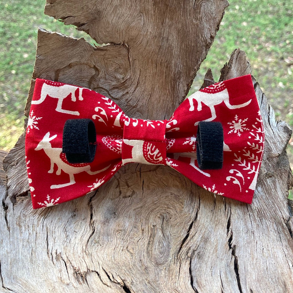 Xmas Dog Bow Tie, "RED WALLABIES"